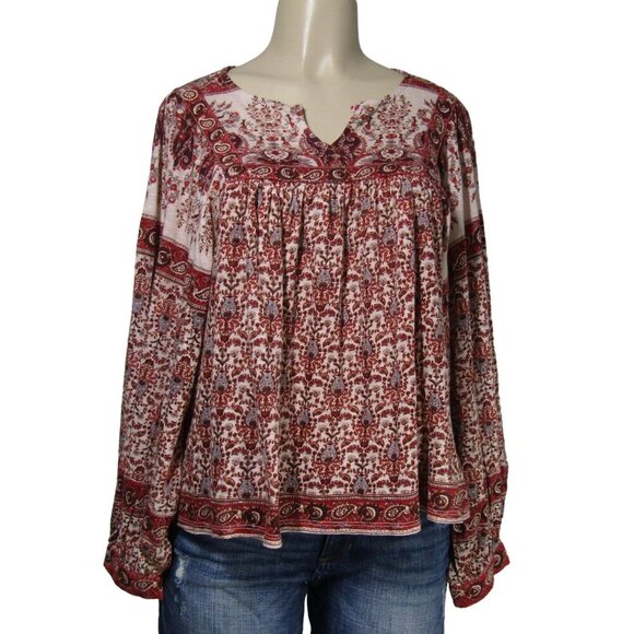 PEASANT Zoe Boho Festival Gypsy Floral Ethnic India Gauze Fairy Baby Doll Top M - Picture 1 of 11